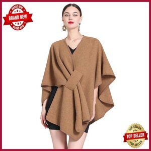 Plus Size Knit Wrap Cardigan Cape Shawl Open Front Poncho Winter